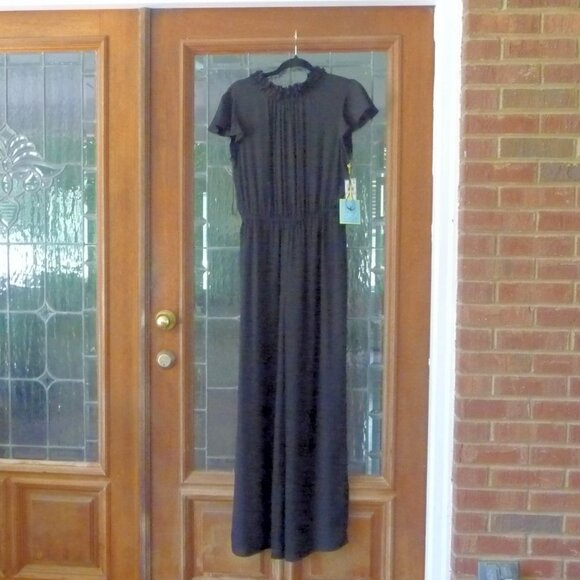 CECE/DILLARDS BLACK SEMI SHEER JUMPSUIT SIZE 6 - Picture 1 of 14